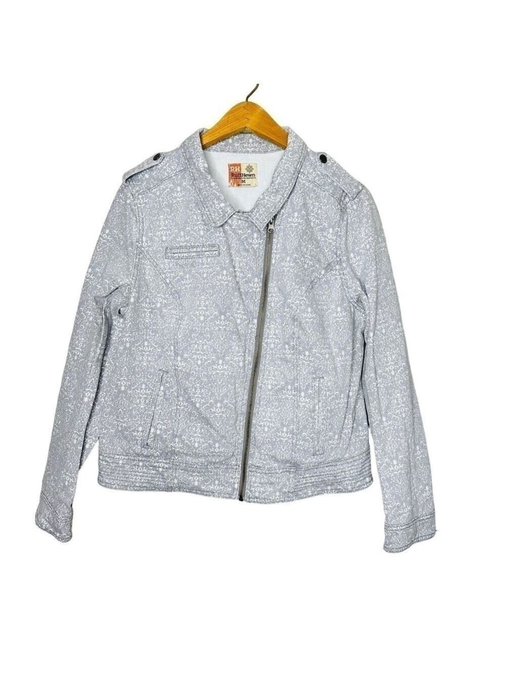 Ruff Hewn Womens Long Sleeve Gray White Full Zip Jacket Size‎ M